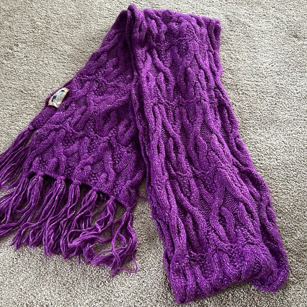 Purple Free People cable knit scarf